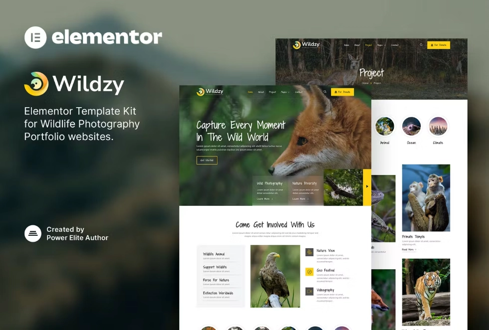 wildzy wildlife photography elementor template kit 651496148a2b7