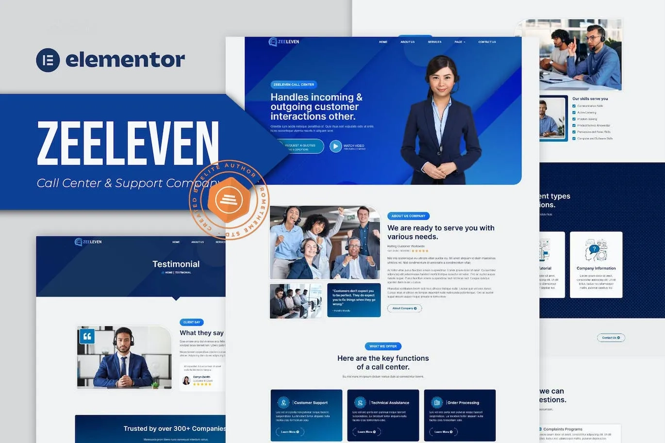 zeeleven call center support company elementor template kit 6514815d7fa03