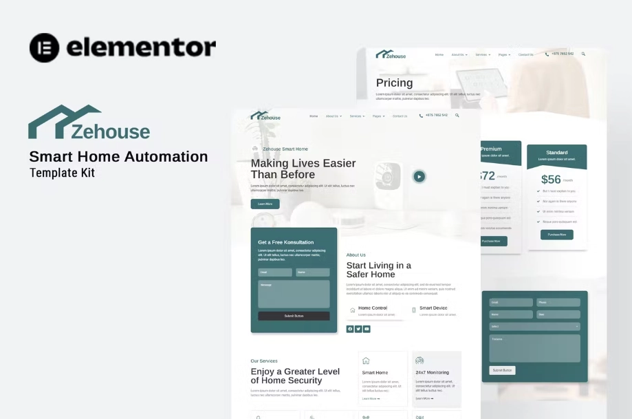 zehouse smarthome automation elementor template kit 65148339ccc32