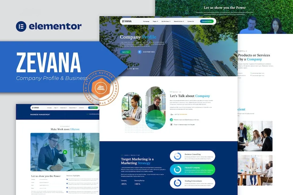 zevana company profile business elementor template kit 65141f7a54385