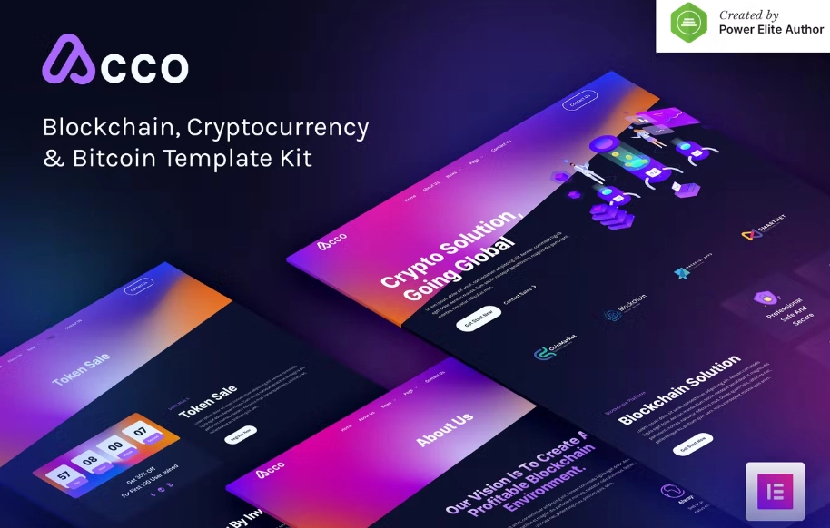 Acco – Blockchain Cryptocurrency & Bitcoin Elementor Template Kit