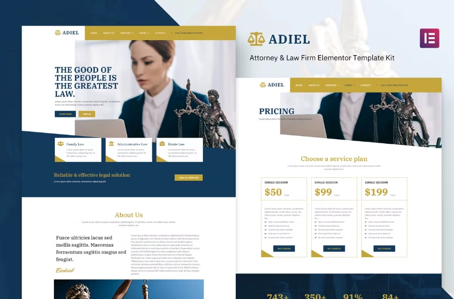 Adiel – Attorney & Law Firm Elementor Template Kit