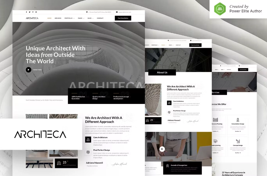 Architeca – Architecture Agency & Interior Design Elementor Template Kit