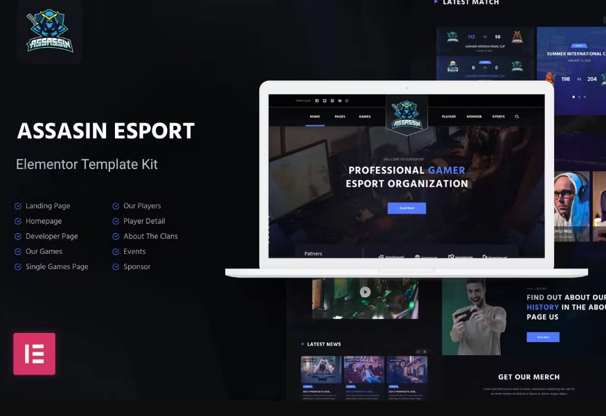 Assasin | eSport & Gaming Elementor Template Kit