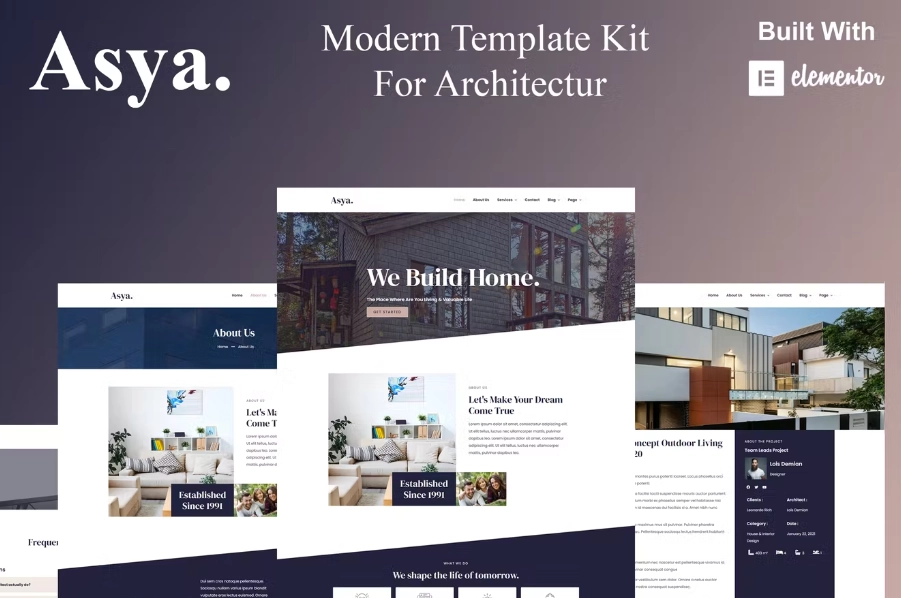 Asya – Modern Architecture Elementor Template Kit