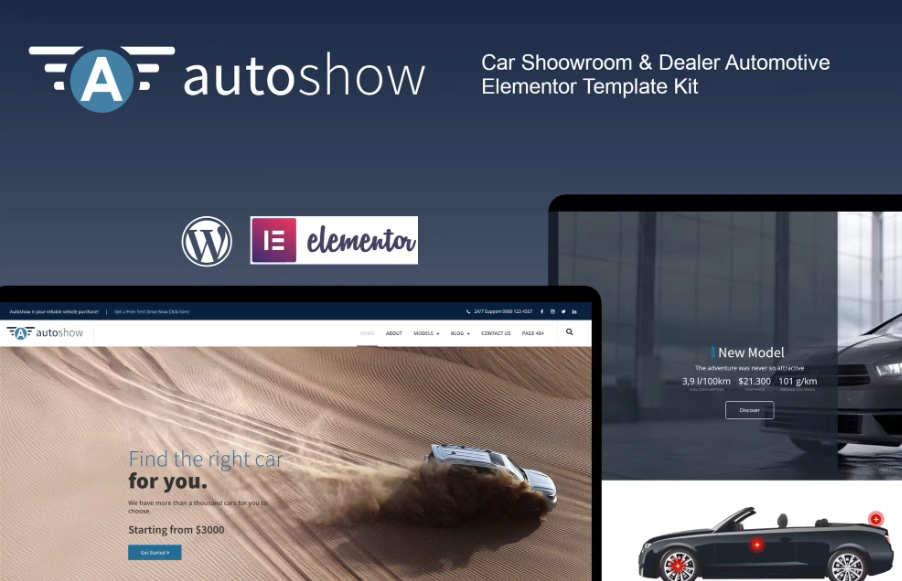 AutoShow – Car Shoowroom & Dealer Elementor Template Kit