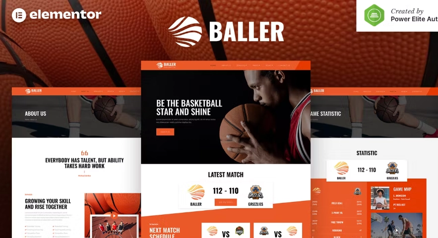 Baller – Basketball Team & Sports Club Elementor Template Kit