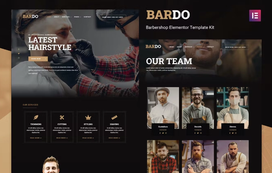 Bardo – Gentleman Barbershop Elementor Template Kit