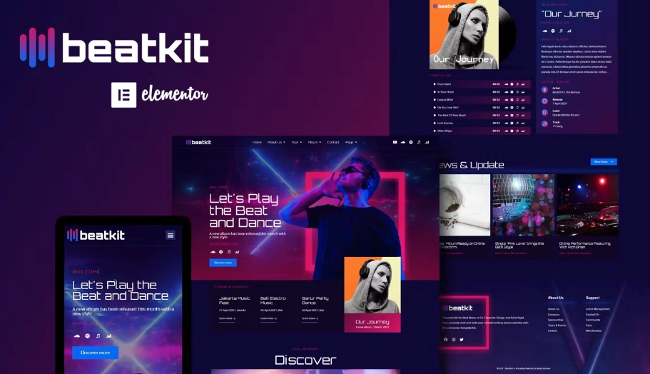 BeatKit – Music Events Elementor Template Kit