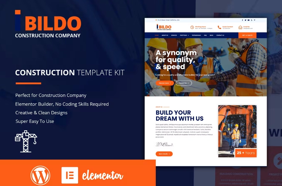 Bildo – Construction Elementor Template Kit