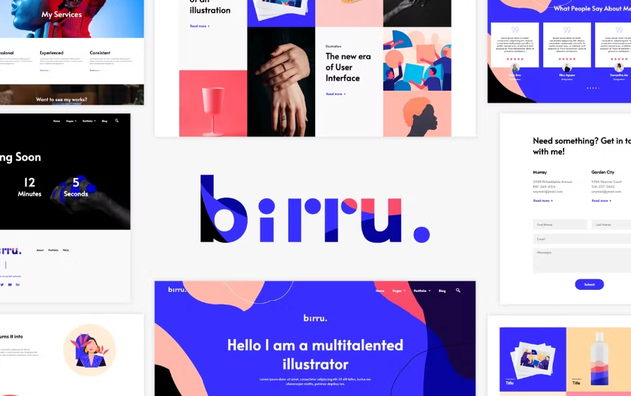 Birru – Simple Portfolio Elementor Template Kit