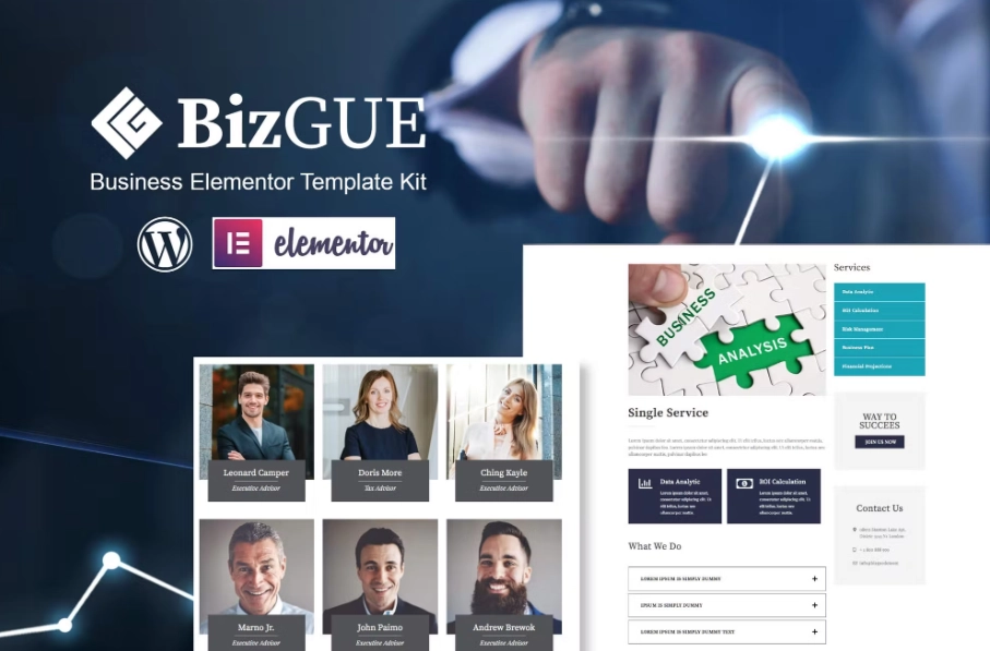 BizGUE – Business Elementor Template Kit