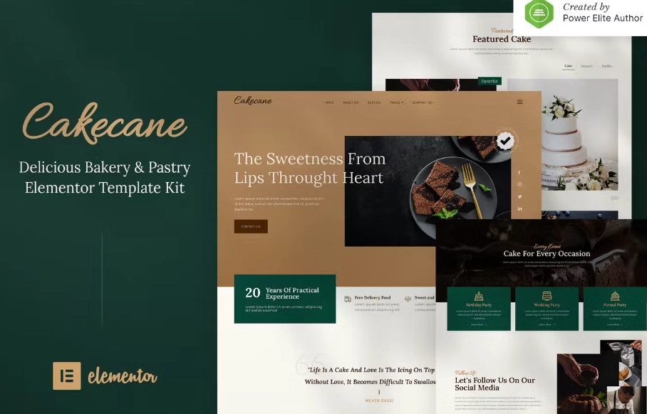 Cakecane – Cake & Pastry Elementor Template Kit