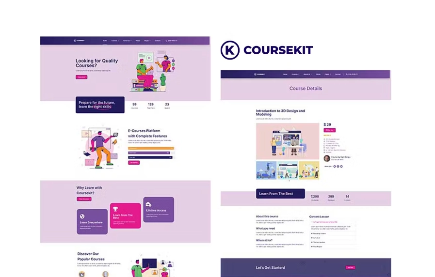 CourseKit – Online e-Learning Elementor Template Kit