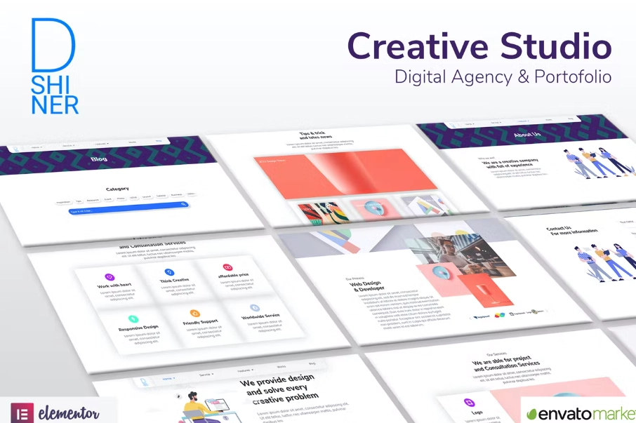 D’Shiner Creative Studio & Digital Agency Elementor Template Kit