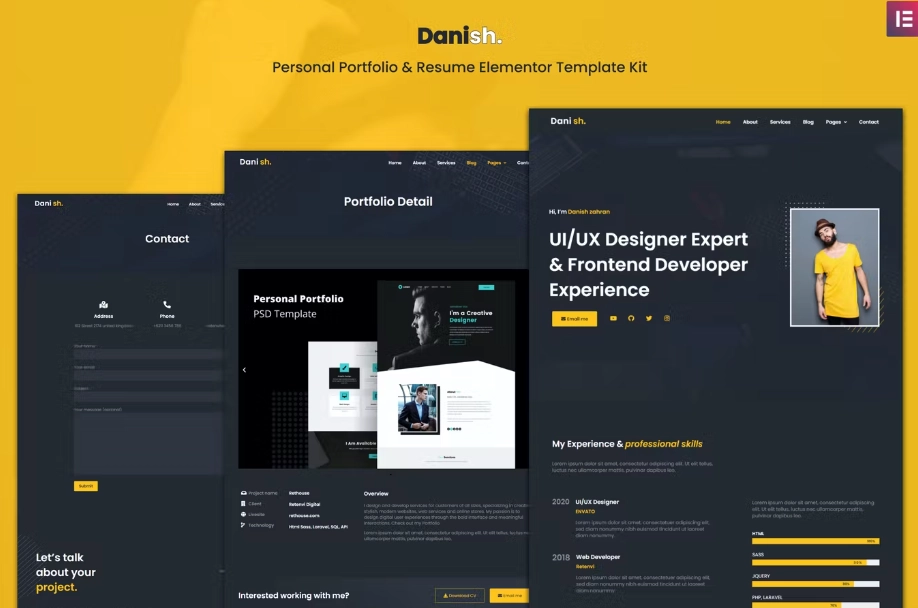 Danish – Personal Portfolio & Resume Elementor Template Kit