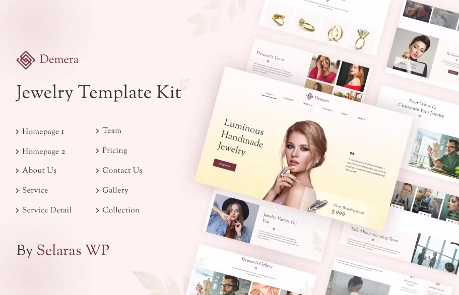 Demera – Jewelry Manufacturer & Store Elementor Template Kit