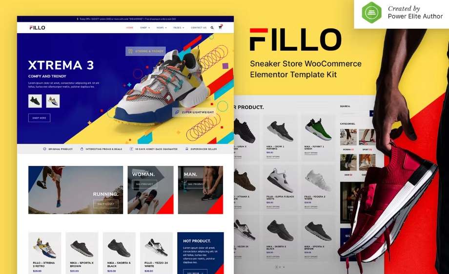 Fillo – Shoes & Sneakers Store WooCommerce Elementor Template Kit