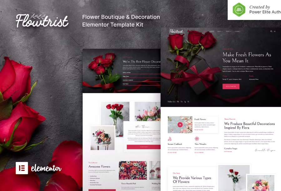 Flowtrist – Flower Boutique & Florist Elementor Template Kit