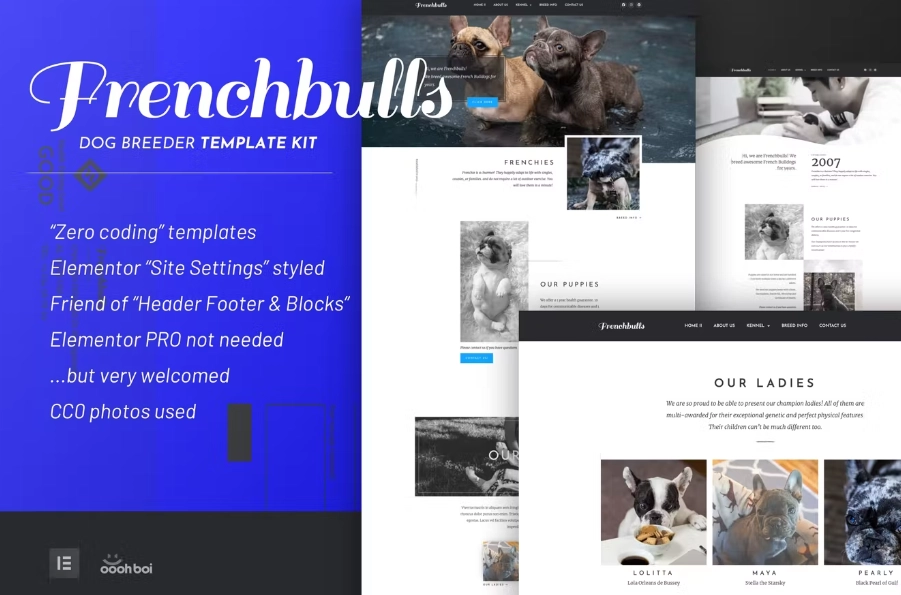 Frenchbulls – Dog Breeder Elementor Template Kit