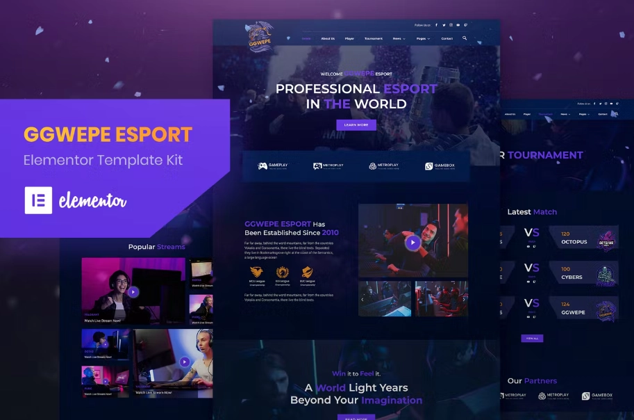 GGWEPE – Esports & Gaming Elementor Template Kit