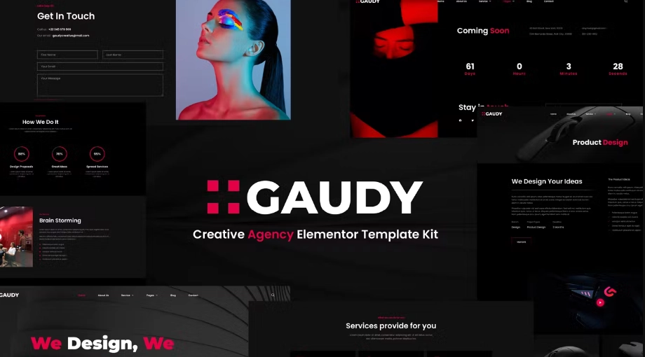 Gaudy – Dark Digital Agency Elementor Template Kit