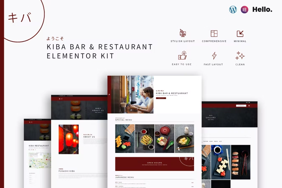 Kiba Bar & Restaurant | Elementor Kit