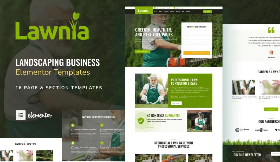 Lawnia – Gardener & Landscaping Business Elementor Template Kit