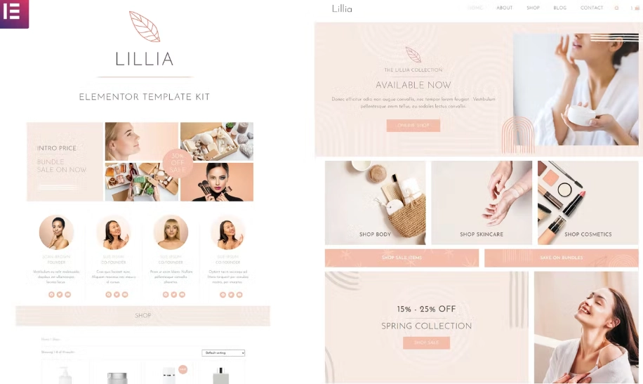 Lillia – Beauty & Skincare Elementor Template Kit