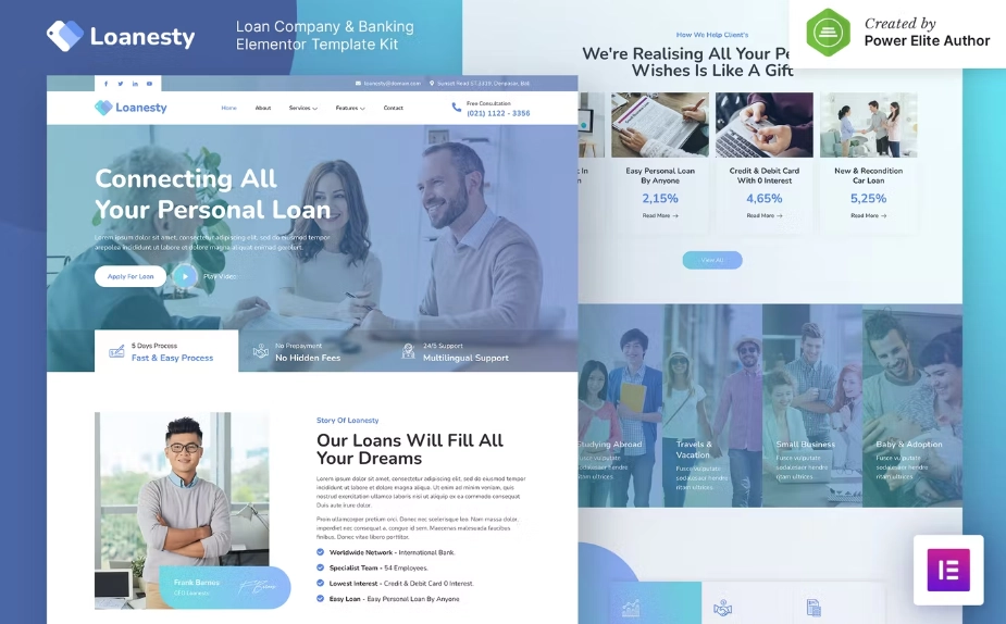 Loanesty – Loan Company & Banking Elementor Template Kit