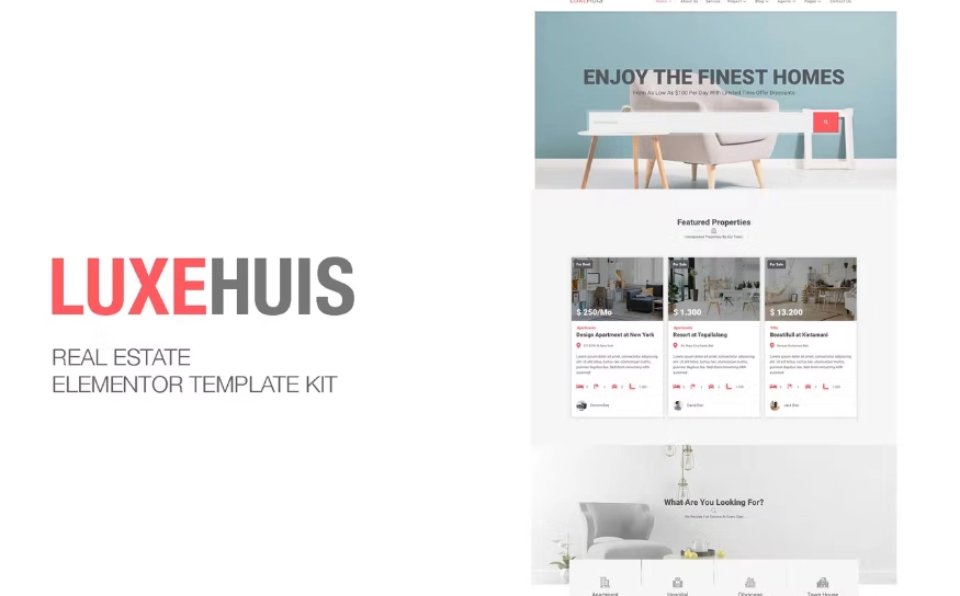 Luxehuis – Real Estate Elementor Template Kit