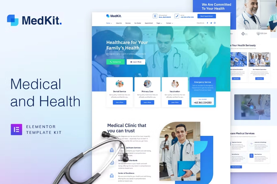 MedKit – Health & Medical Elementor Template Kit