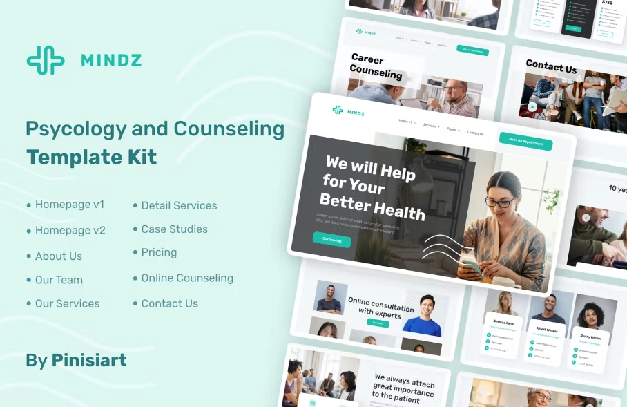 Mindz – Psychology & Counseling Elementor Template Kit