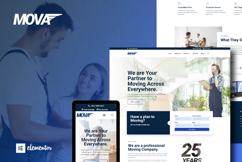 Mova – Moving Company Elementor Template Kit