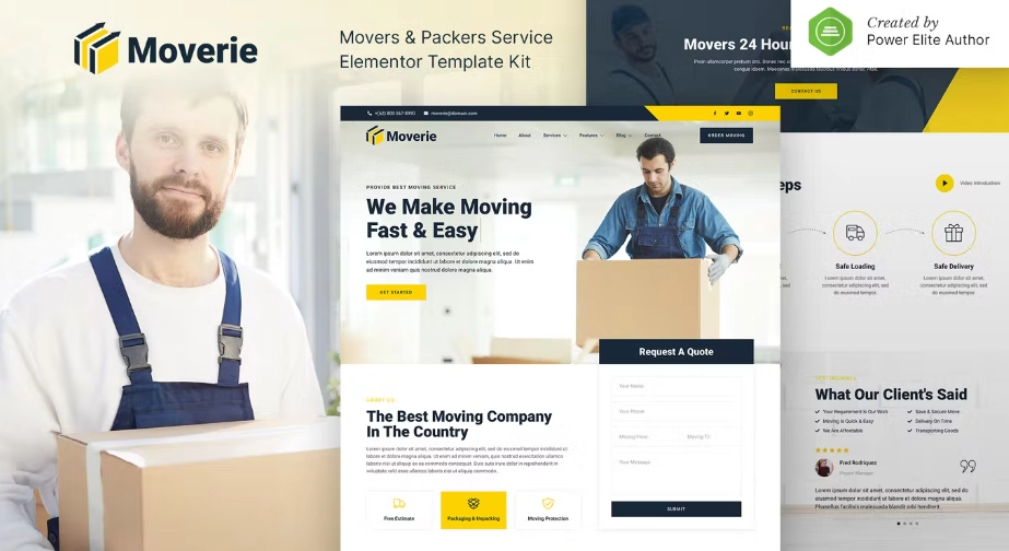 Moverie – Movers & Packers Service Elementor Template Kit