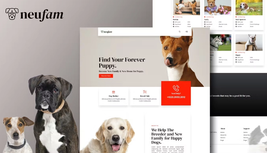 NeuFam – Dog Breeder & Kennel Club Elementor Template Kit