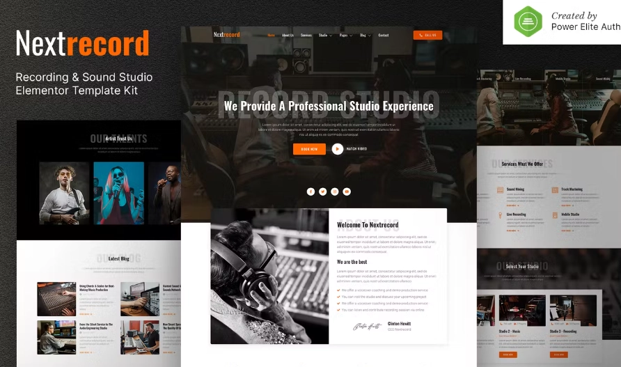 Nextrecord – Recording & Sound Studio Elementor Template Kit