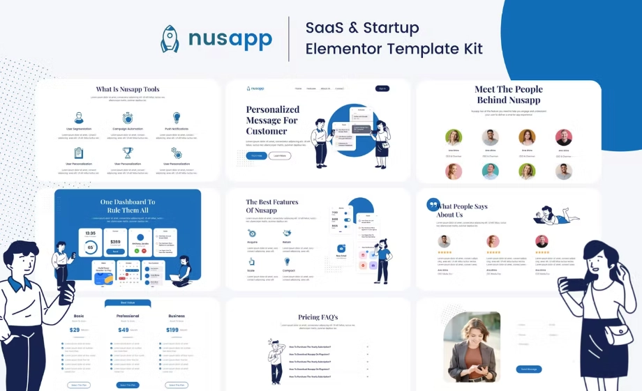 Nusapp – SaaS Startup & Business Elementor Template Kit