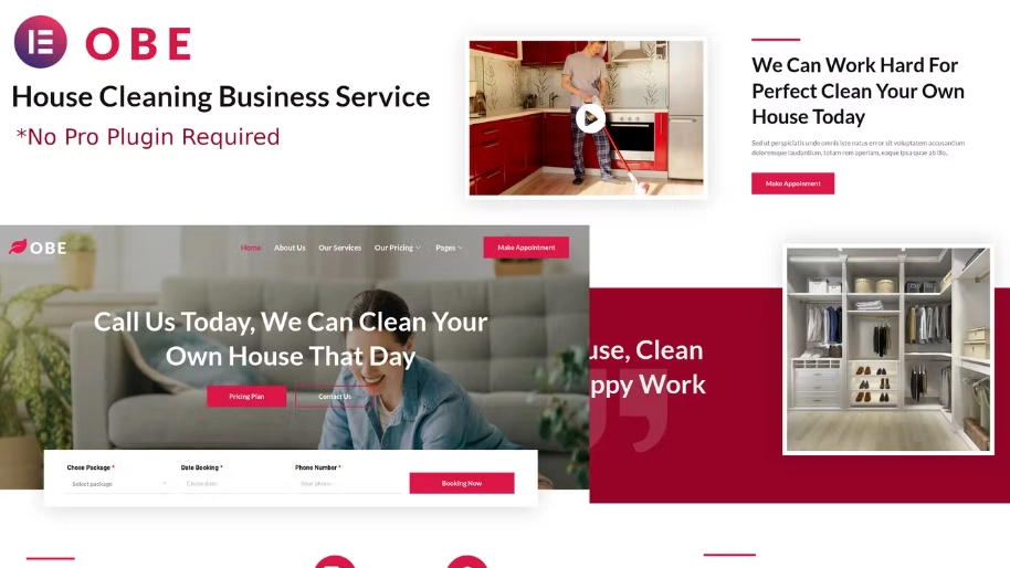 Obe – House Cleaning Business Elementor Template Kits