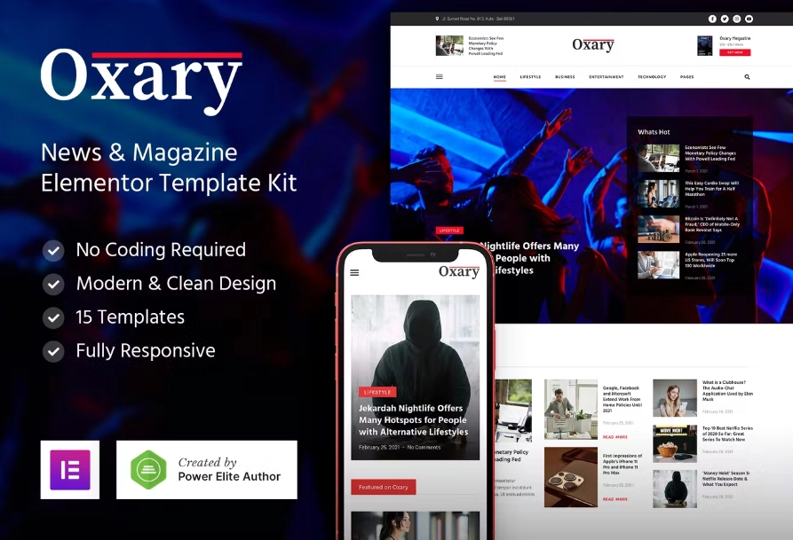 Oxary – News & Magazine Elementor Template Kit