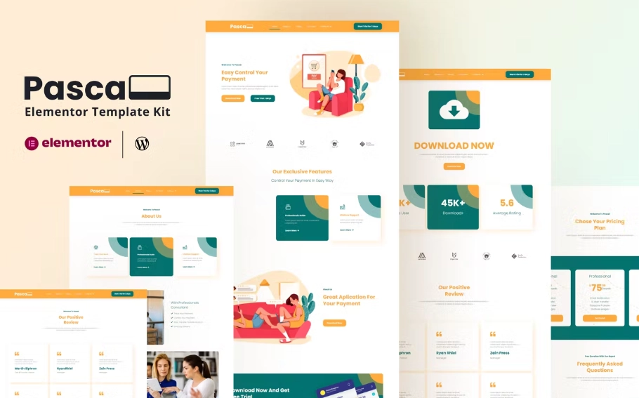 Pascal – Payment App Business Elementor Pro Template Kit