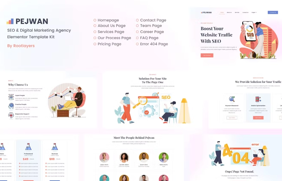 Pejwan SEO Digital Marketing Agency Template Kit WP Themes Plugins
