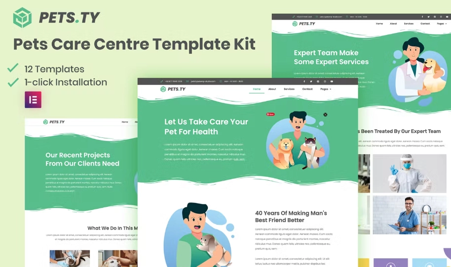 Pets.Ty – Pets Care Clinic Elementor Template Kit