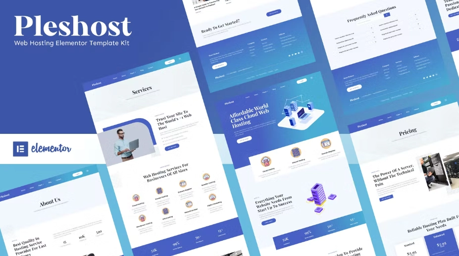 Pleshost – Cloud Web Hosting Elementor Template Kit