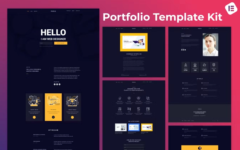 Propus — Web Designer Portfolio Elementor Template Kit