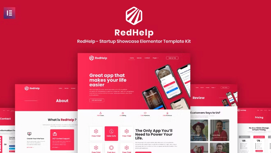 RedHelp – Startup Showcase Elementor Template Kit