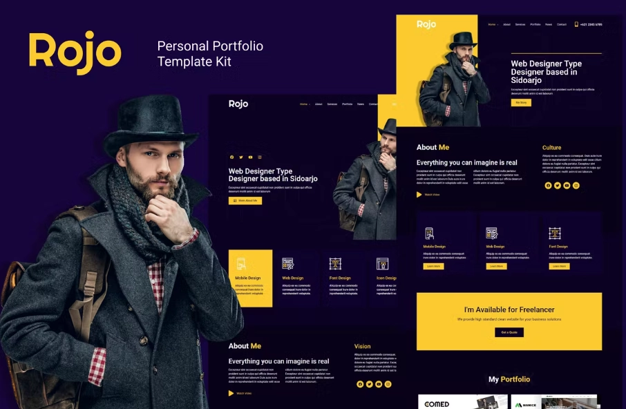 Rojo – Personal Portfolio Elementor Template Kit