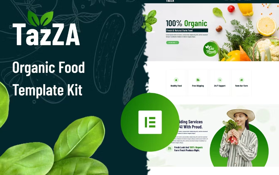 TazZA – Organic Food Elementor Template Kit