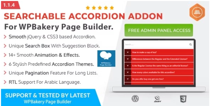 Ultimate Searchable Accordion – WPBakery Page Builder Addon