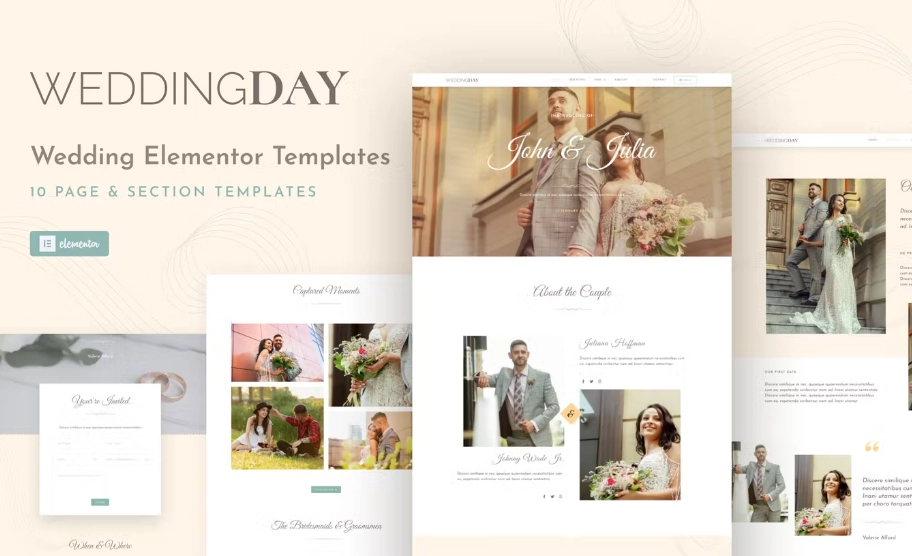 WeddingKit – Invite & Gallery Event Elementor Template Kit